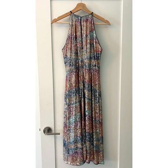 Aidan Mattox Rainbow Sequin Halter Dress - Picture 2 of 5